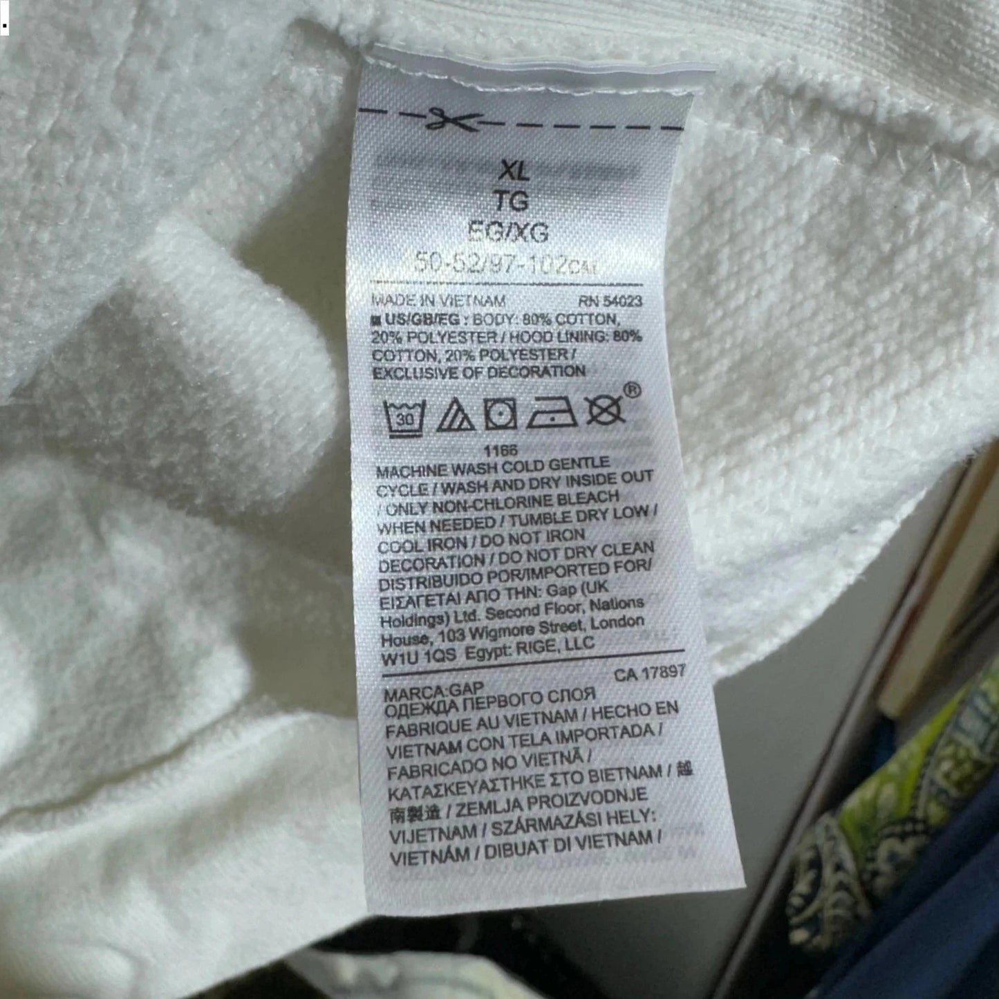 Vintage 90s White Gap Hoodie Spellout - XL