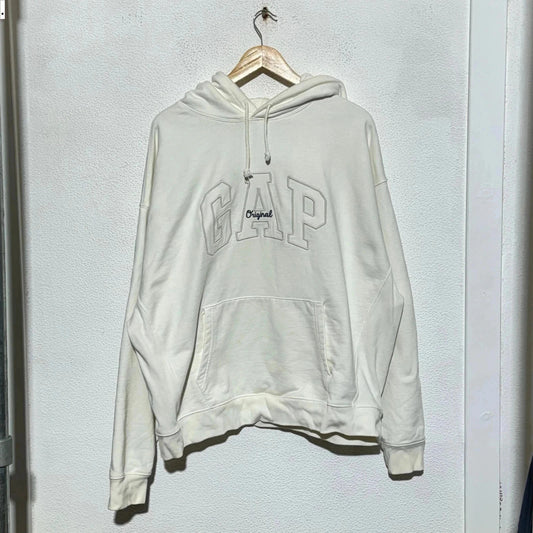 Vintage 90s White Gap Hoodie Spellout - XL