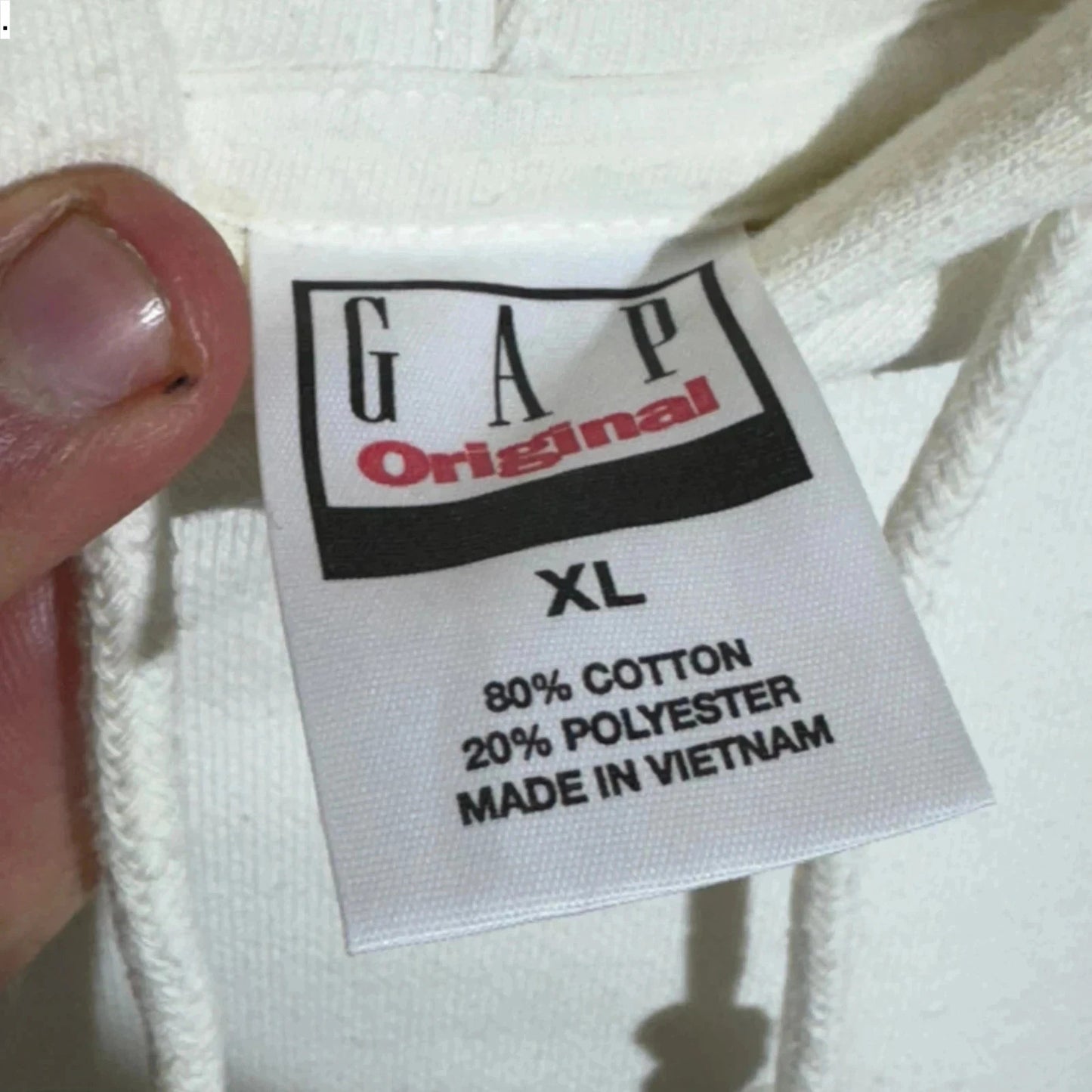 Vintage 90s White Gap Hoodie Spellout - XL