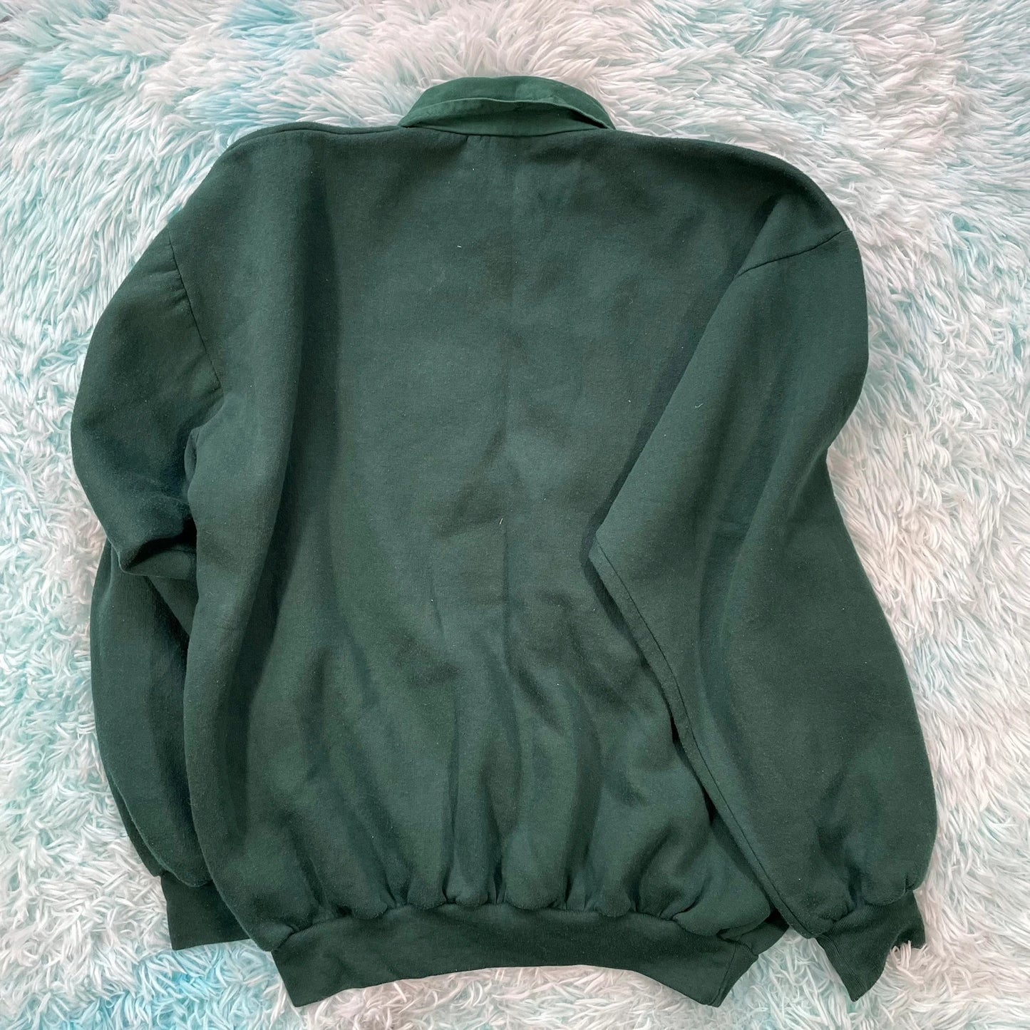 Vintage 90s Green Collared Sweatshirt Rugby - Large