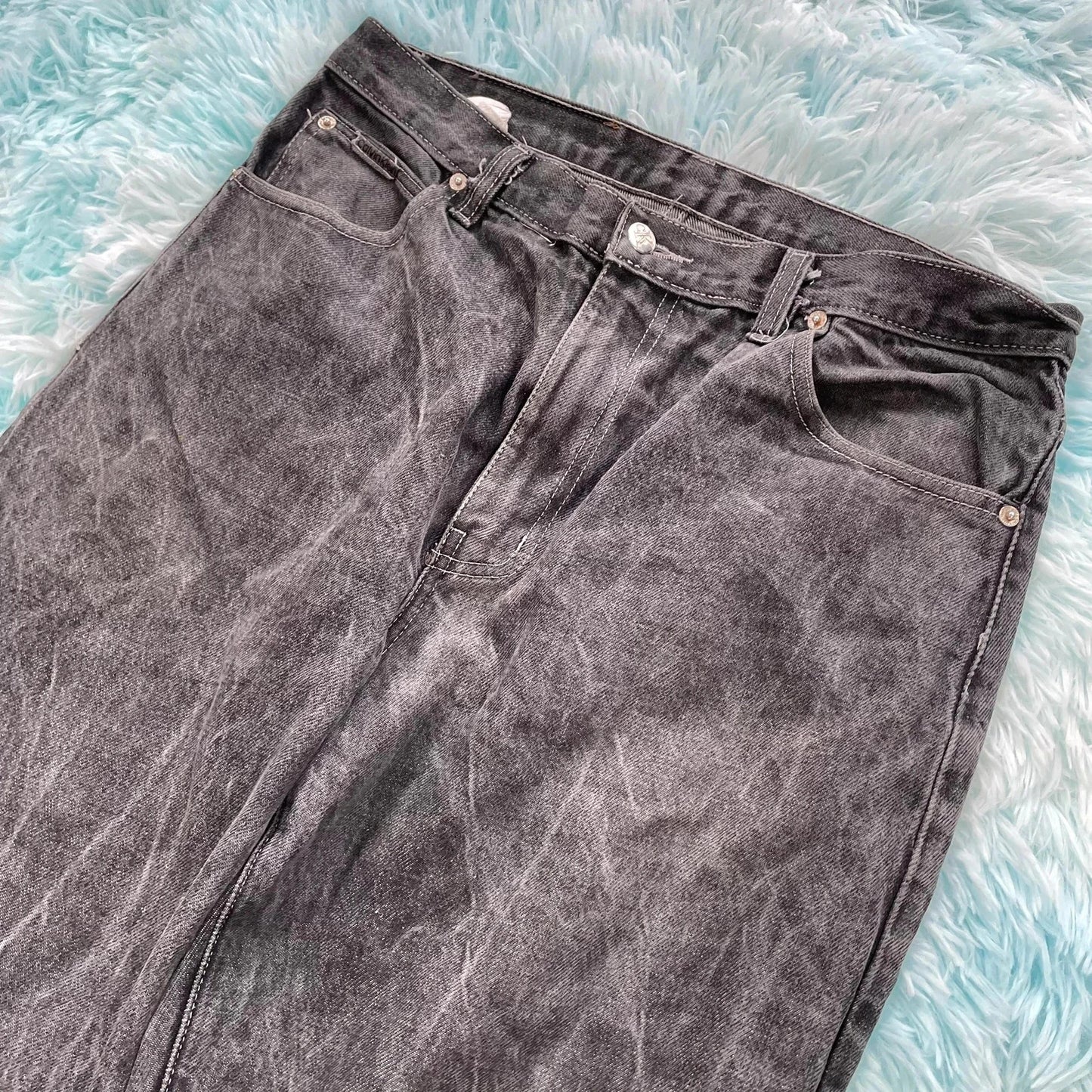 Vintage Black Calvin Klein Jeans Faded Straight Leg - 34W 3