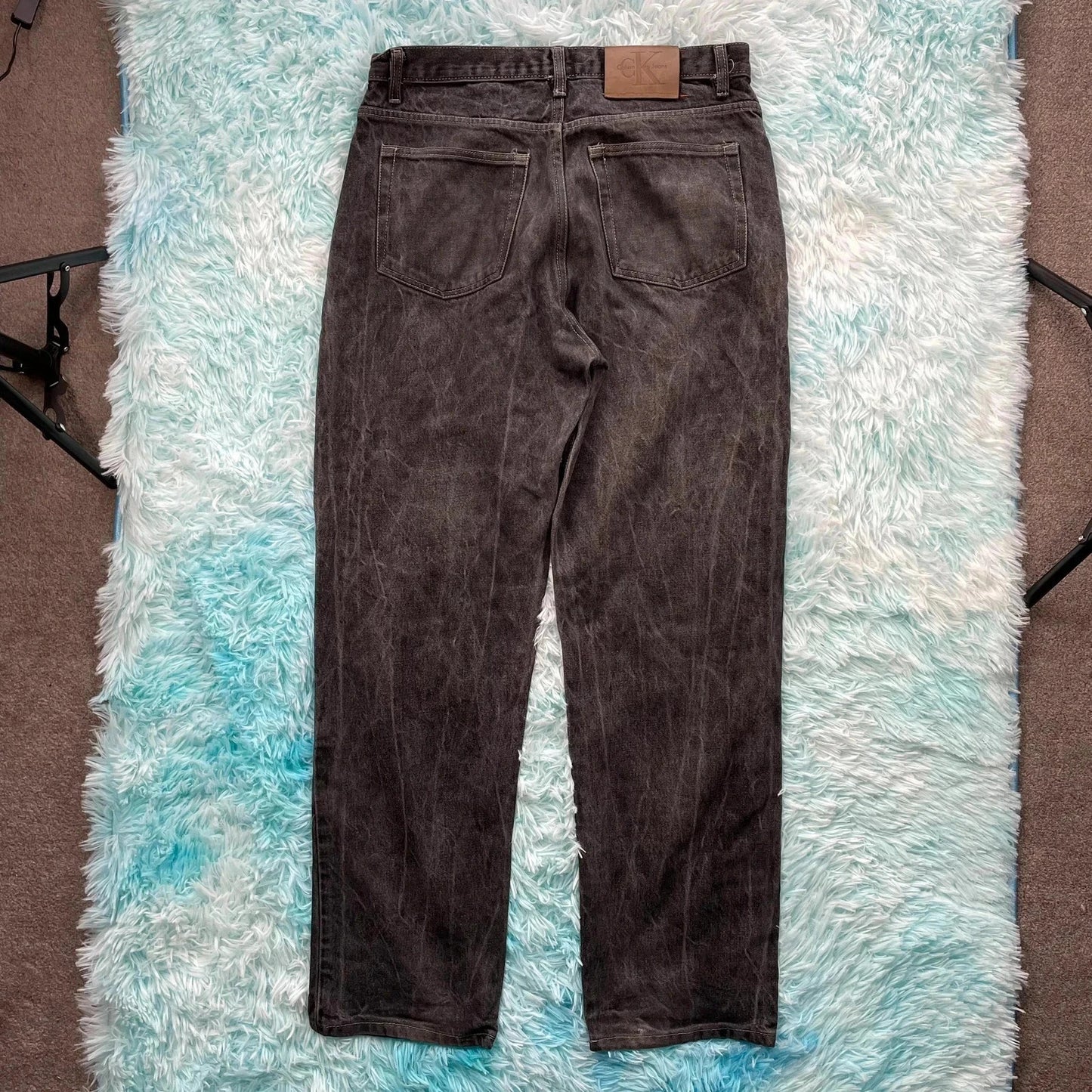 Vintage Black Calvin Klein Jeans Faded Straight Leg - 34W 3