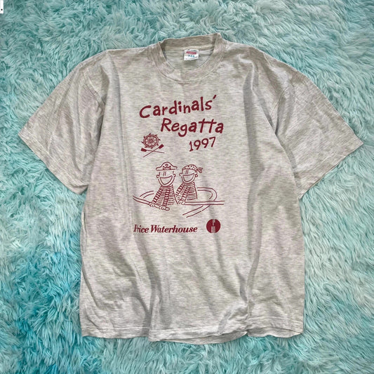 Vintage 90s Grey Graphic T Shirt 1997 Cardinals Regatta - Large