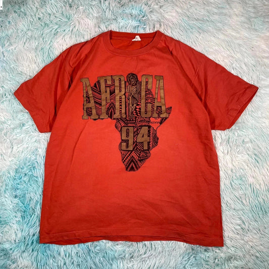 Vintage Orange Africa Graphic Print T Shirt - XL