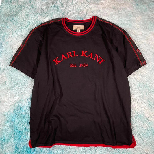 Black & Red Karl Kani T Shirt Spellout - XXL
