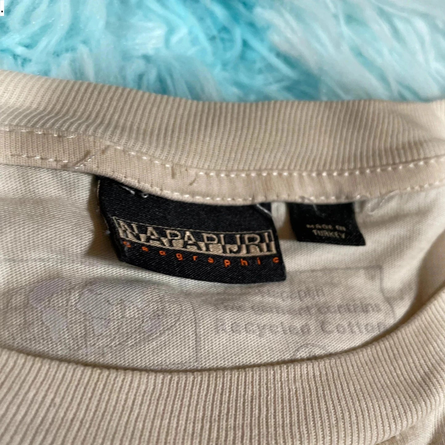 Beige Napapijri Graphic T Shirt - Medium