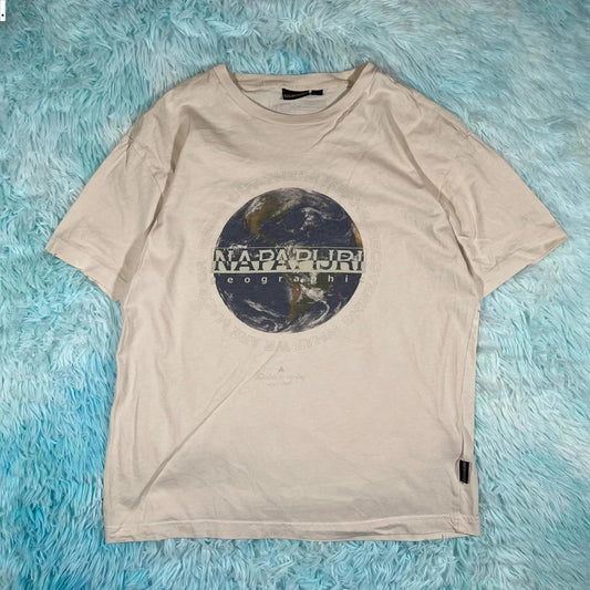 Beige Napapijri Graphic T Shirt - Medium