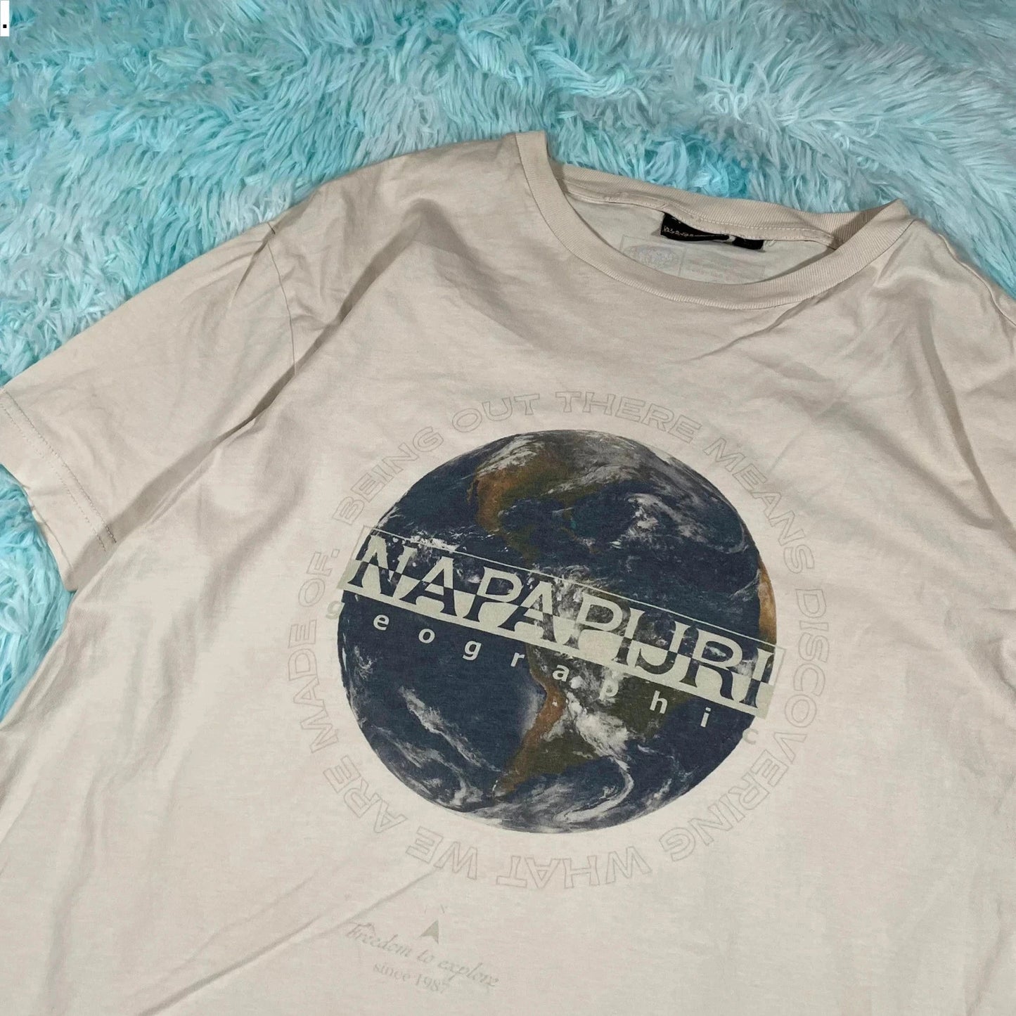 Beige Napapijri Graphic T Shirt - Medium