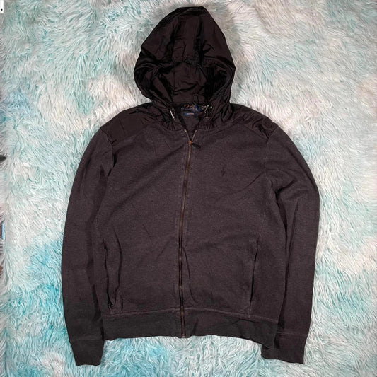 Dark Grey Polo Ralph Lauren Full Zip Hoodie - Medium