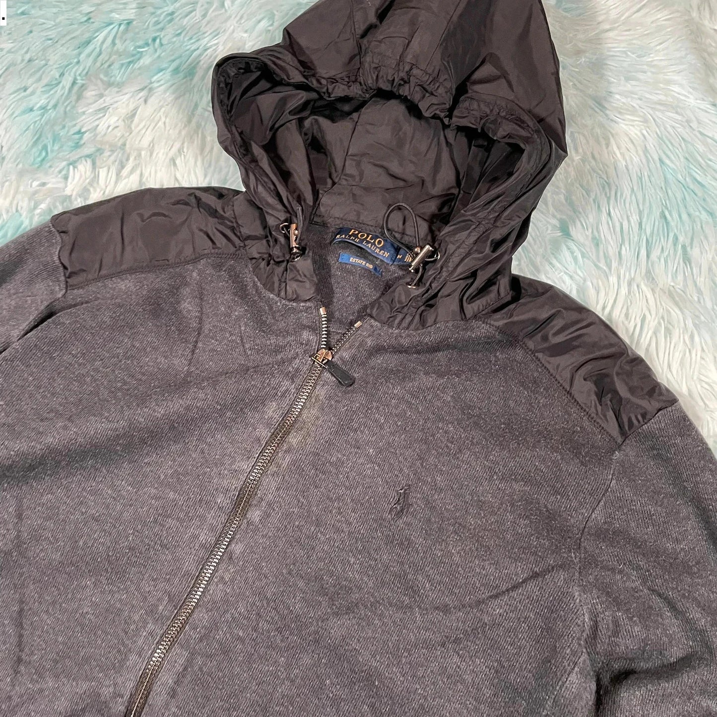 Dark Grey Polo Ralph Lauren Full Zip Hoodie - Medium