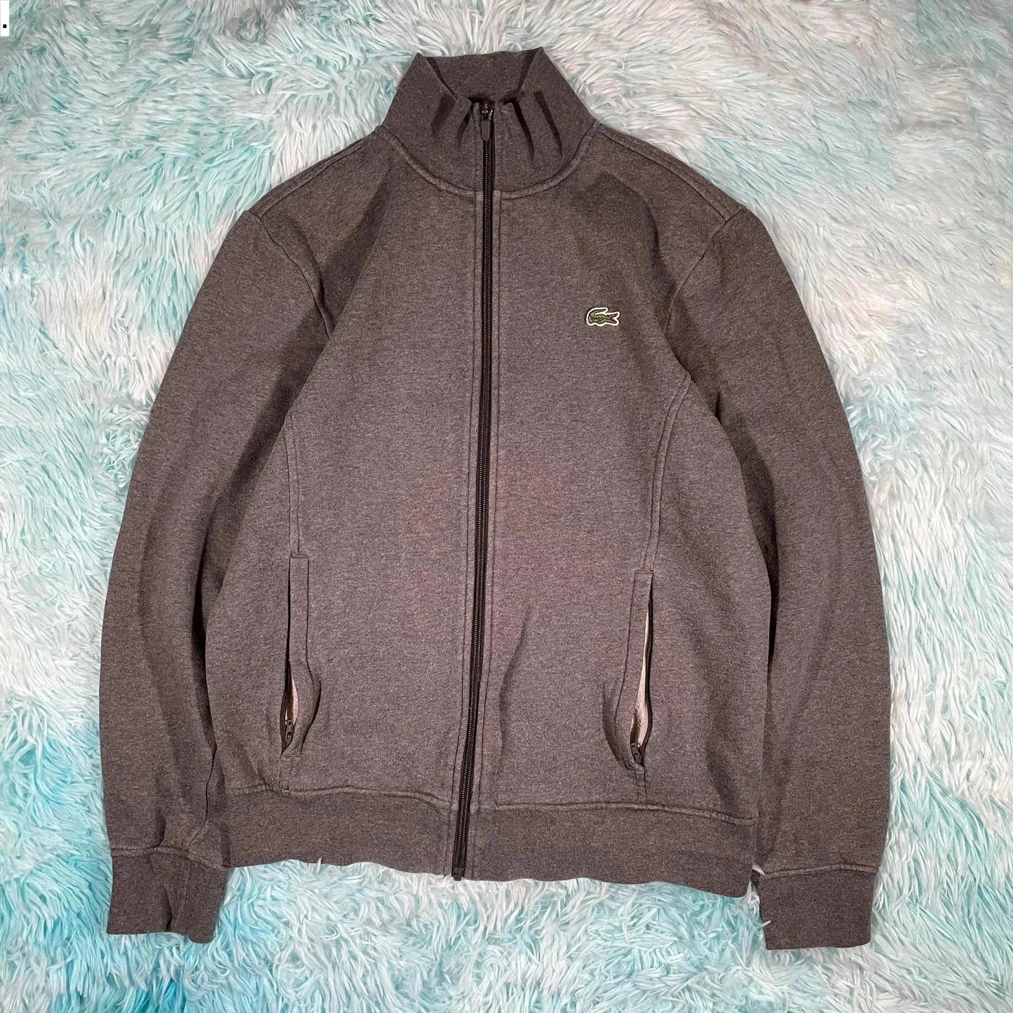 Grey Lacoste Full Zip Sweatshirt - Medium