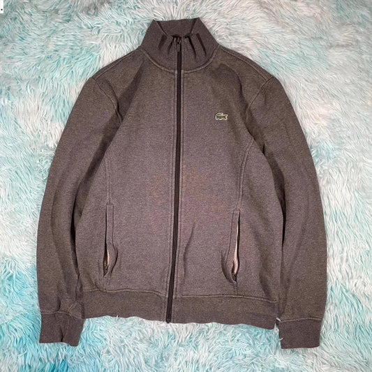 Grey Lacoste Full Zip Sweatshirt - Medium