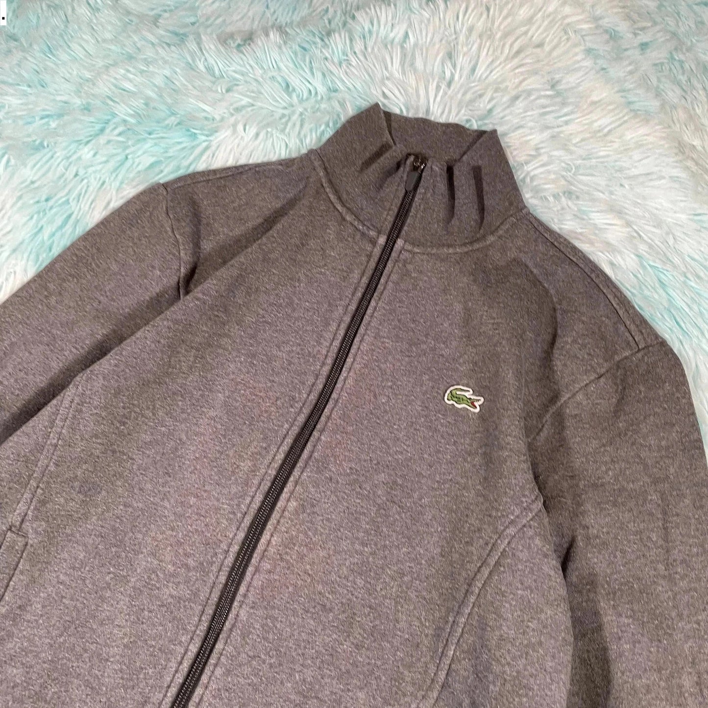 Grey Lacoste Full Zip Sweatshirt - Medium