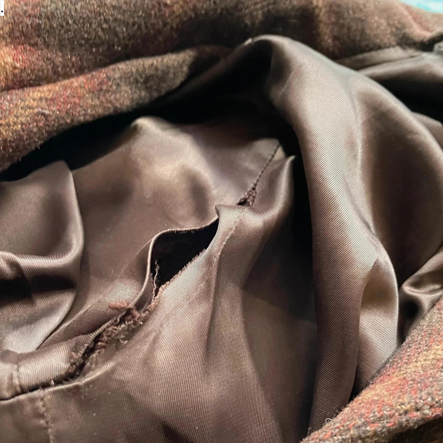 Brown Chequered Paris Atelier Wool Long Coat - Size 6