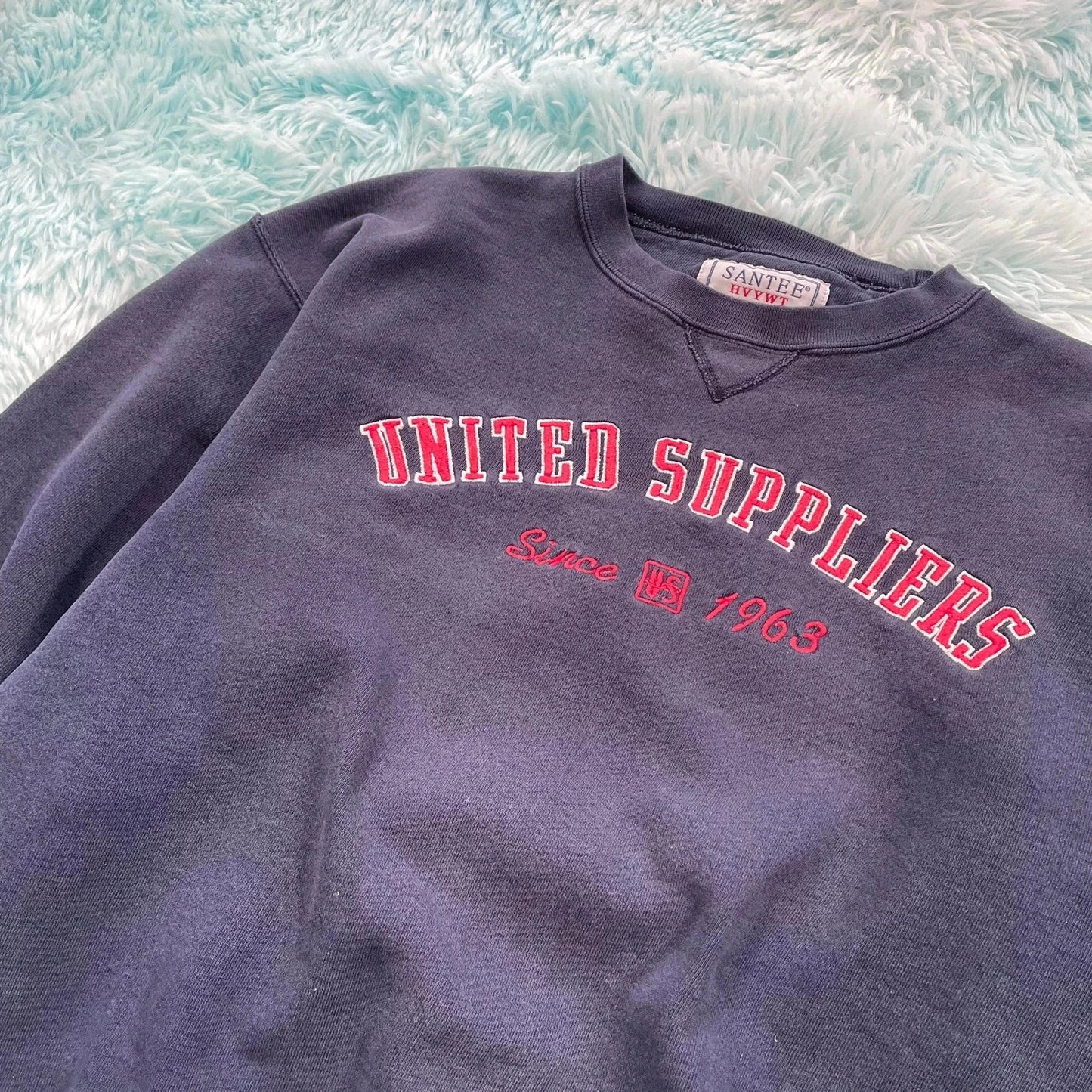 Vintage 90s Navy United Suppliers Embroidered Sweatshirt - Medium