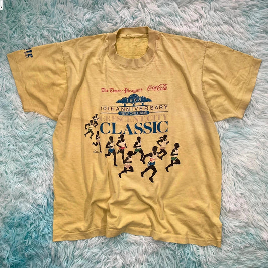 Vintage 1988 New Orleans Marathon Graphic T Shirt - Large