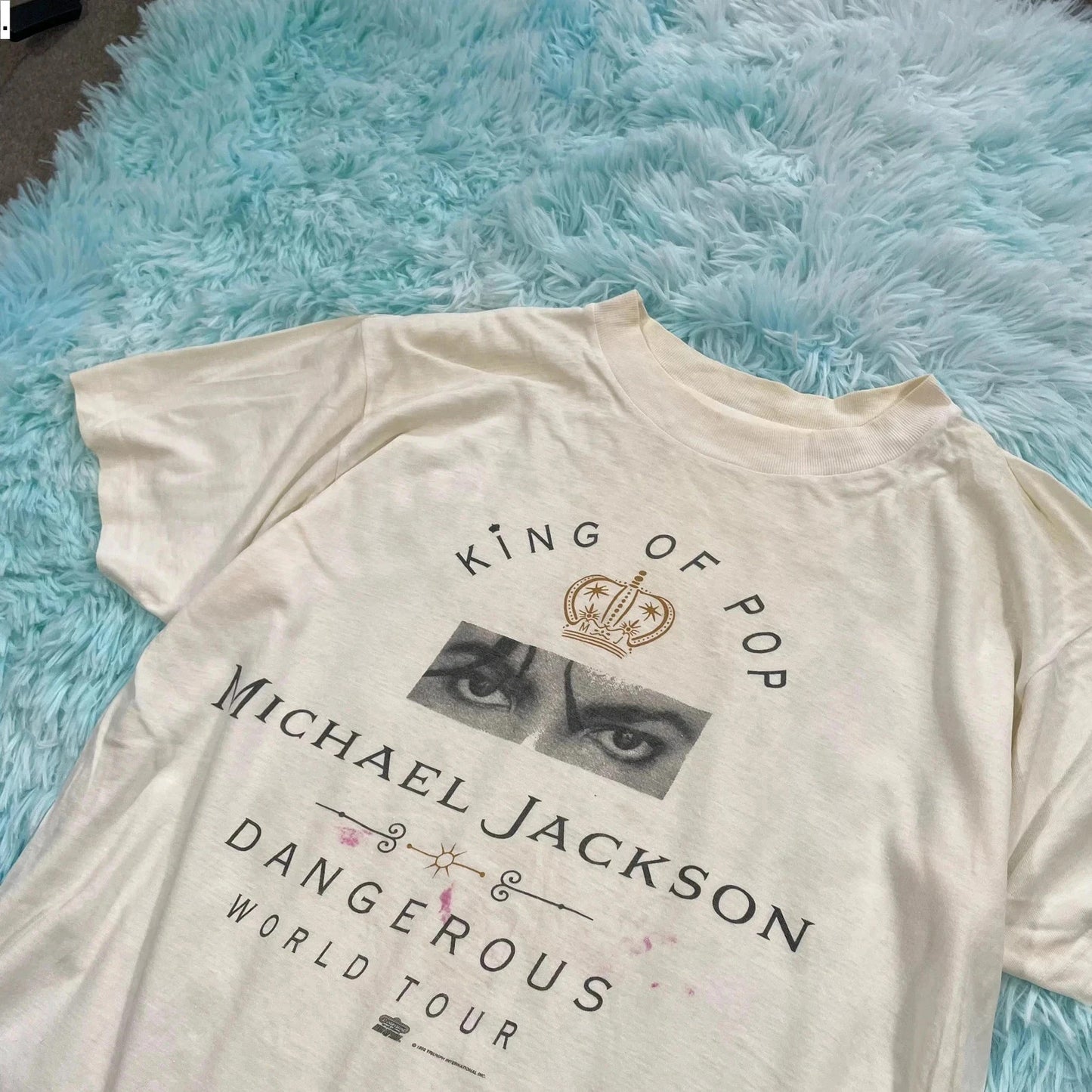 Vintage 1994 White Michael Jackson Dangerous Tour T Shirt - Large