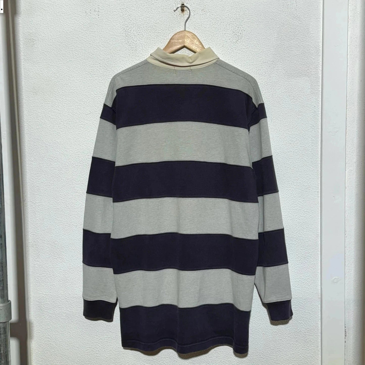 Vintage 00s Grey & Navy Ralph Lauren Rugby Shirt - Large
