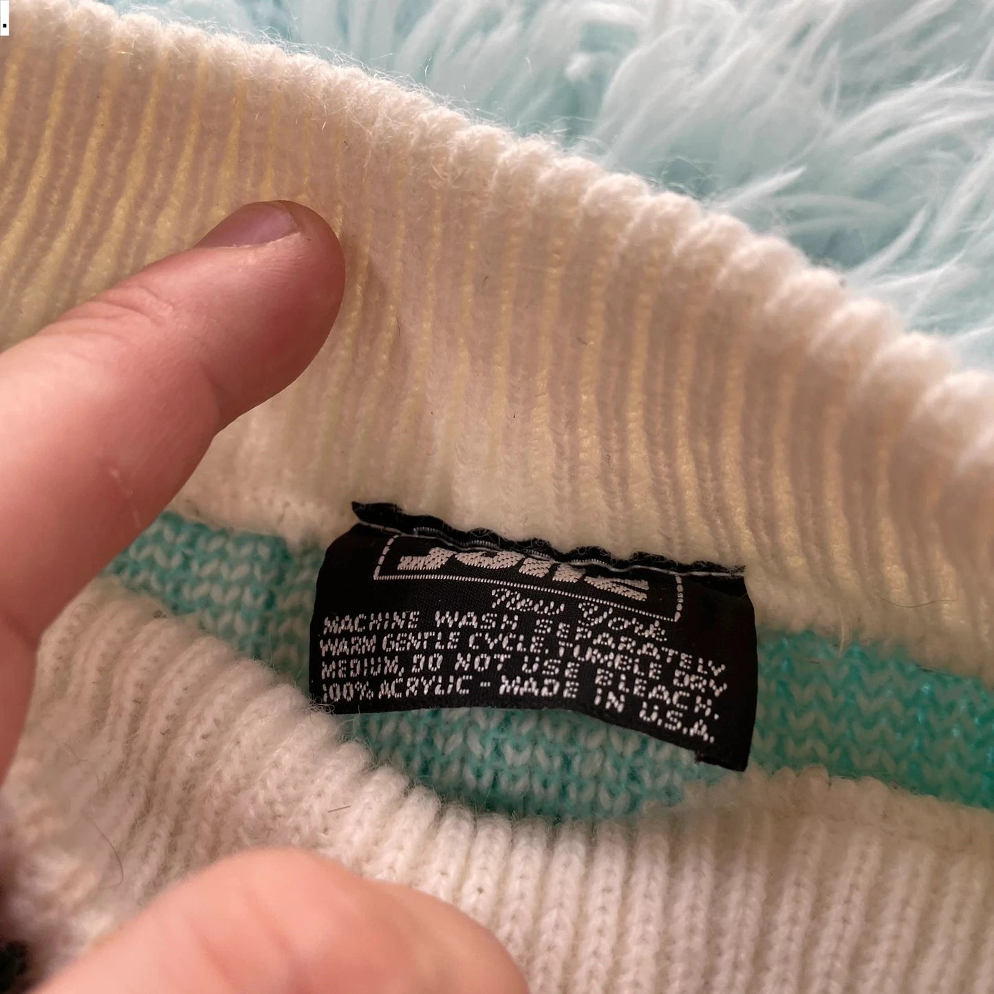 Vintage 80s Pastel Striped Knitted Jumper - Small