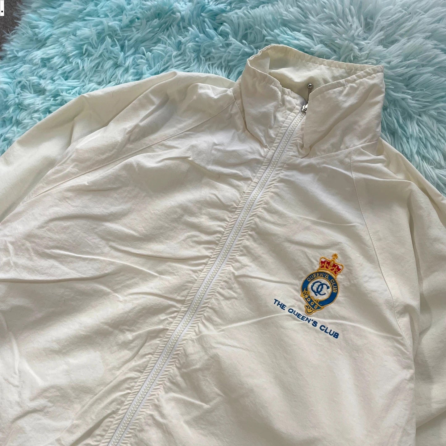 Vintage 90s Cream Queens Tennis Track Jacket - Large