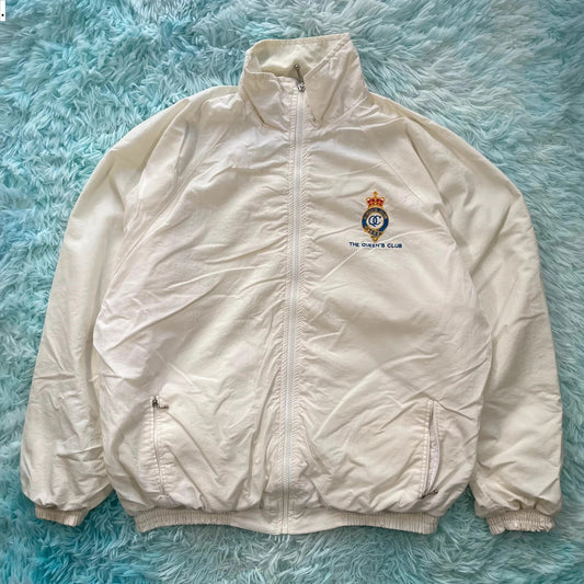 Vintage 90s Cream Queens Tennis Track Jacket - Large