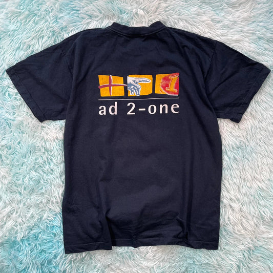 Vintage 00s Navy Graphic Print T Shirt - Large