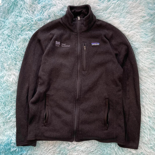 Black Patagonia 1/4 Zip Fleece Jumper - Large