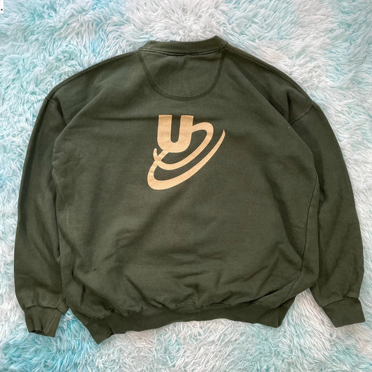 Vintage 90s Khaki Green Graphic Sweatshirt - XL