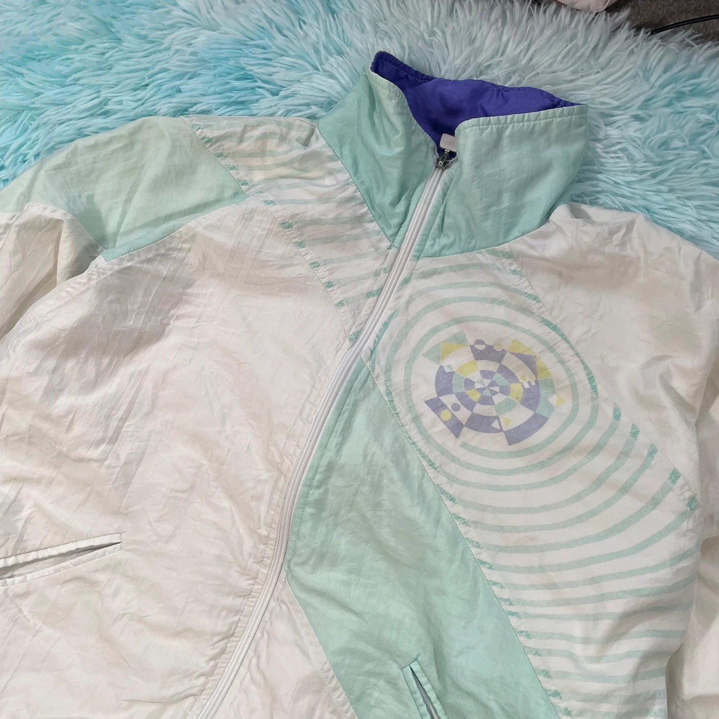Vintage 80s Retro Funky Track Shell Suit Jacket - Small