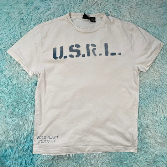 Vintage 00s White Polo Jeans Ralph Lauren T Shirt - Medium