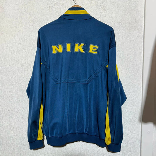 Vintage 90s Navy & Yellow Nike Track Jacket Spellout - XL