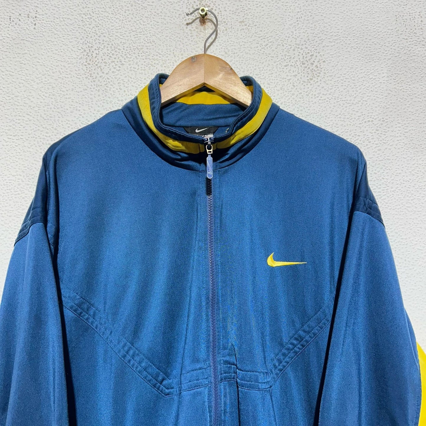 Vintage 90s Navy & Yellow Nike Track Jacket Spellout - XL
