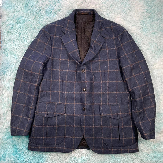 Vintage 90s Blue Chequered Blazer Jacket Oaks - XL