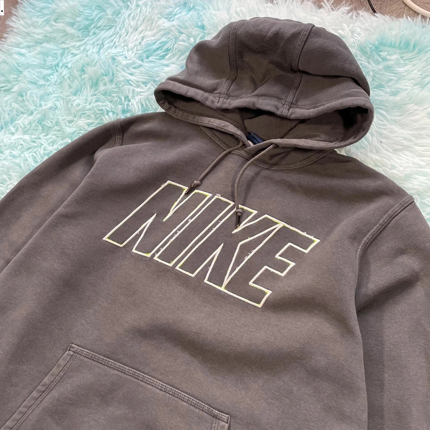Dark Grey Nike Hoodie Spellout - Large