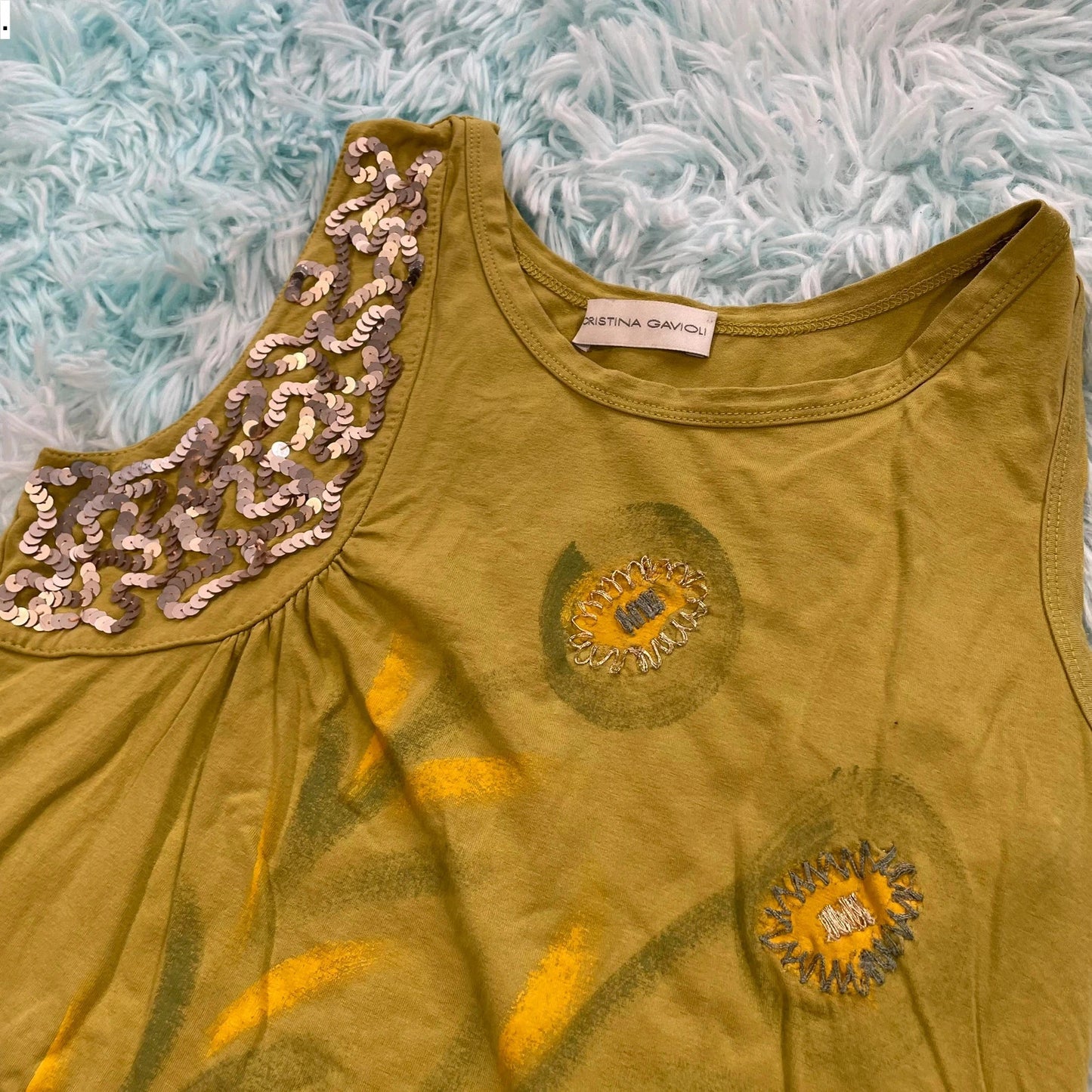 Vintage Y2K green Tank Top Christina Gavioli - Size 8