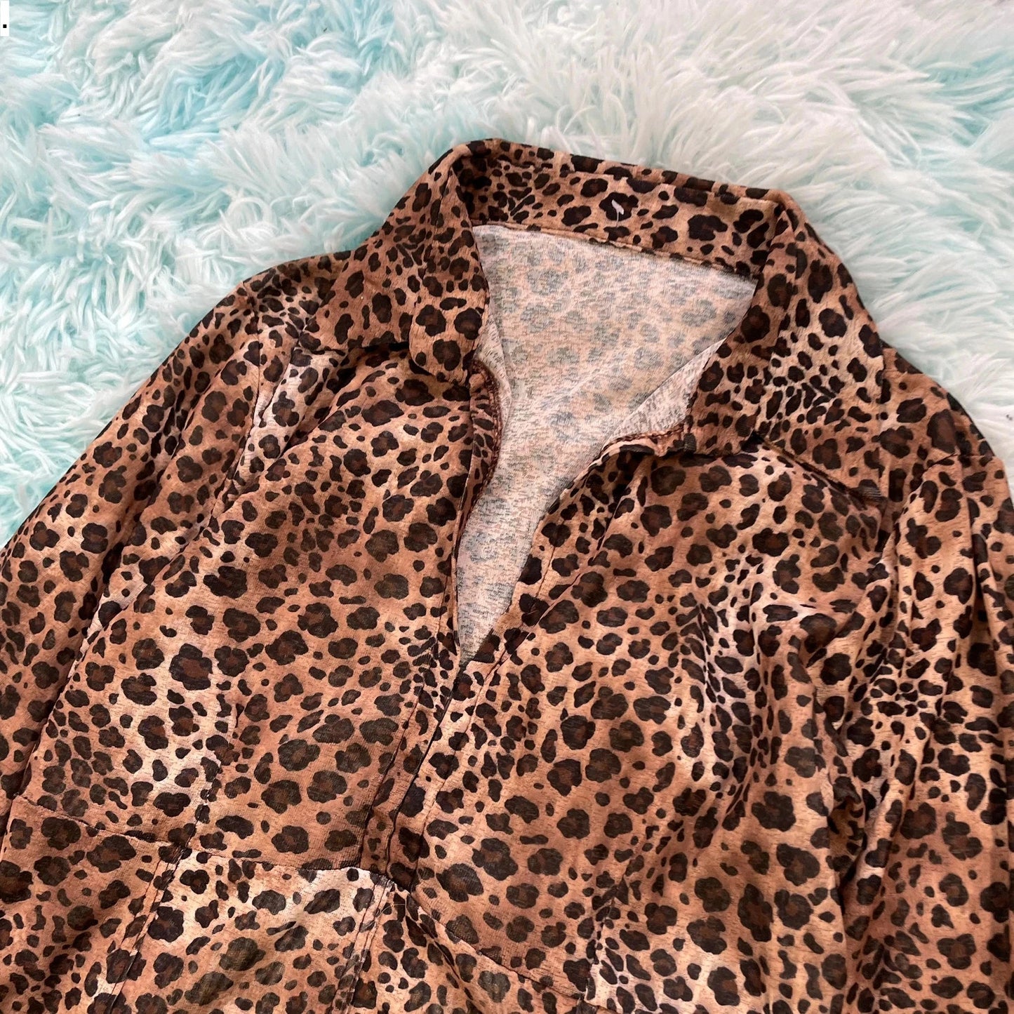 Vintage Brown Leopard Print Blouse Top - Size 8