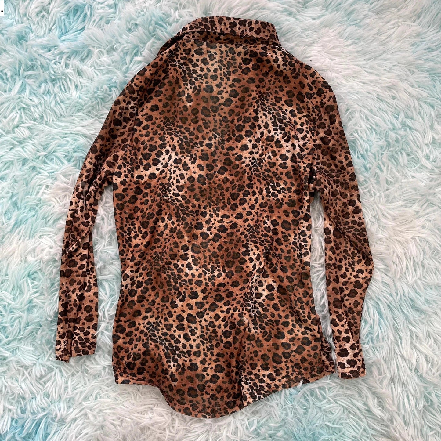 Vintage Brown Leopard Print Blouse Top - Size 8