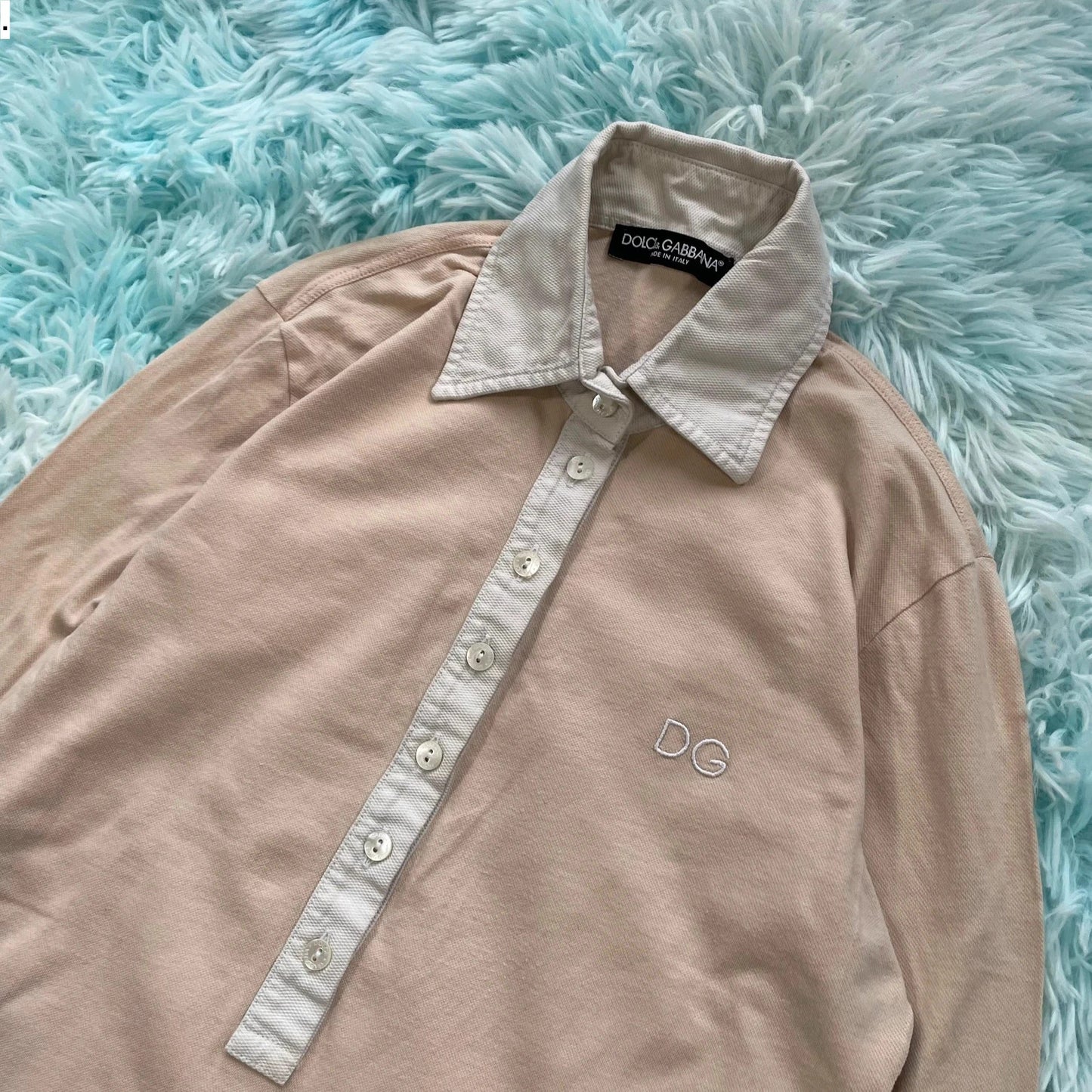 Vintage Beige Dolce & Gabbana Polo Shirt - Size 8