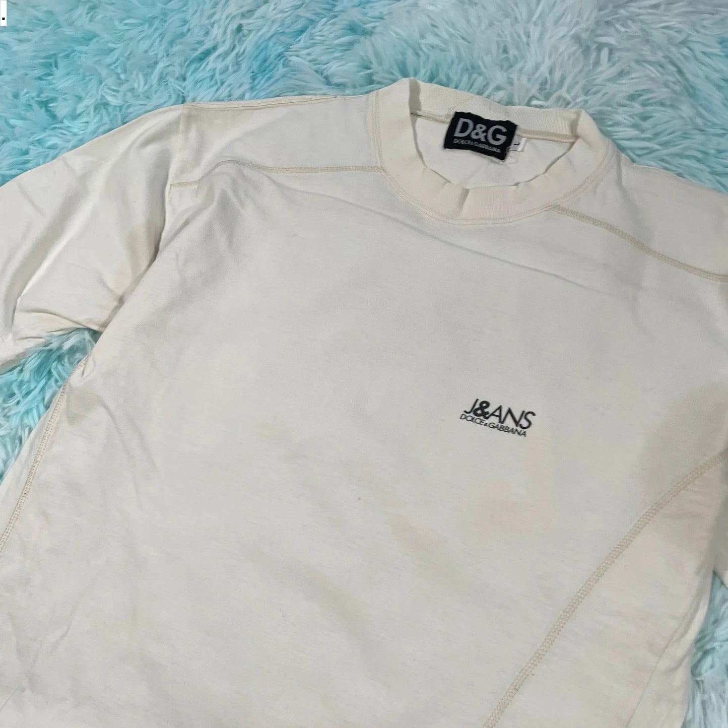 Vintage 90s Cream Dolce & Gabbana T Shirt - Large