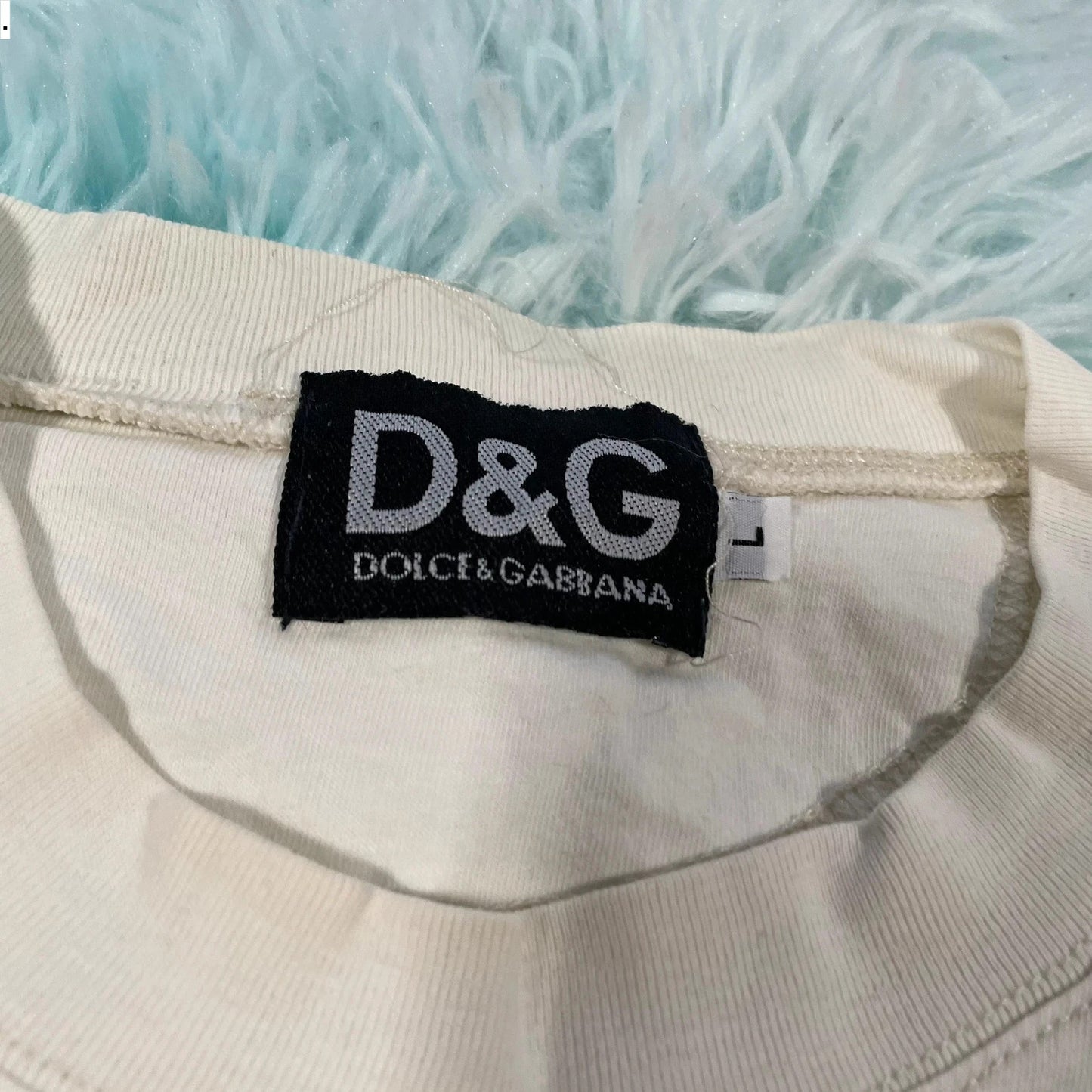 Vintage 90s Cream Dolce & Gabbana T Shirt - Large