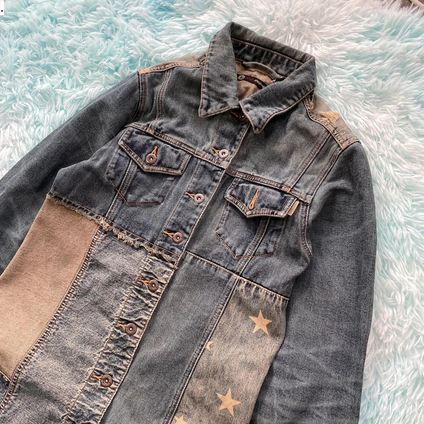 Vintage 90s Patterned Denim Trench Coat - Size 8