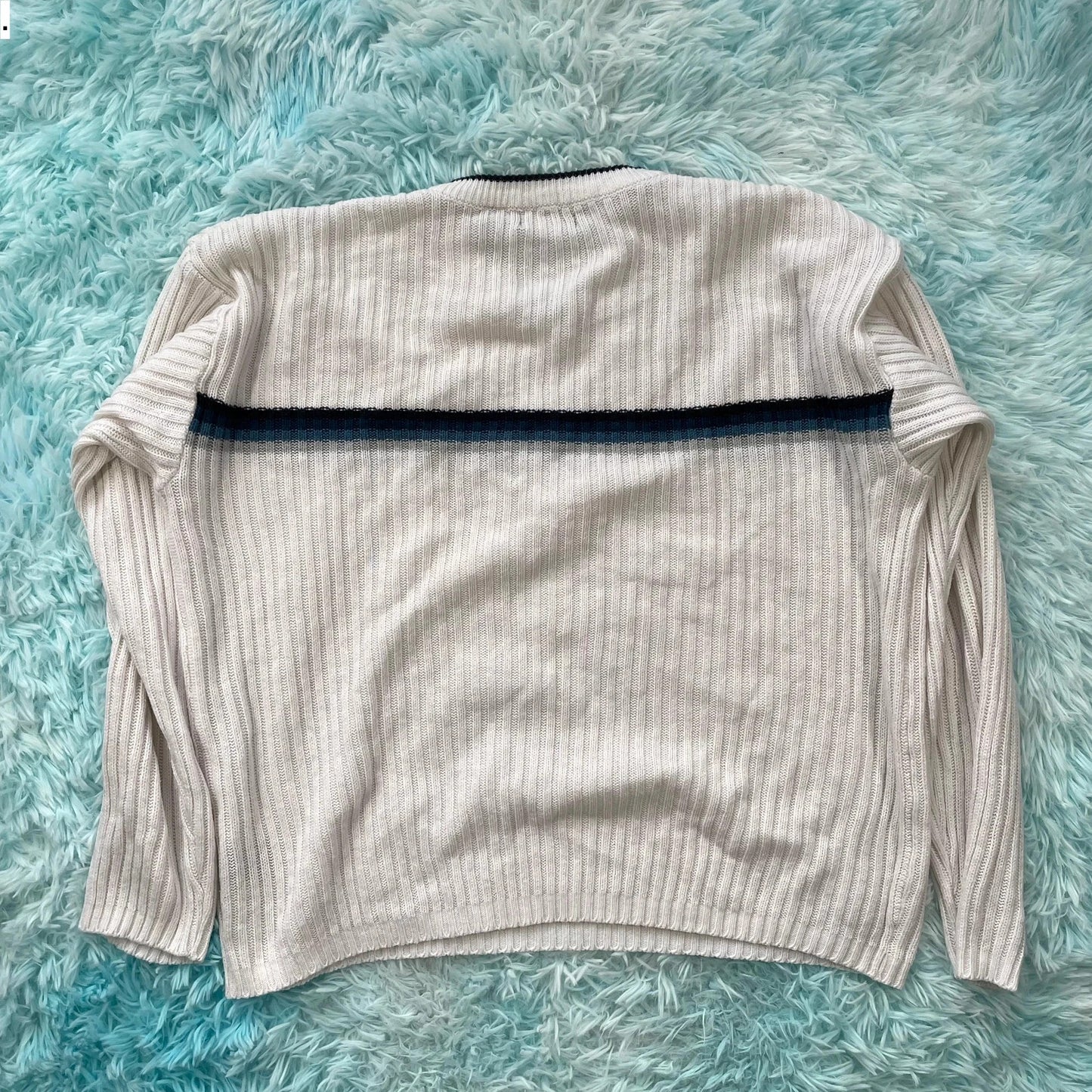 Vintage 90s White Knitted Jumper - Large