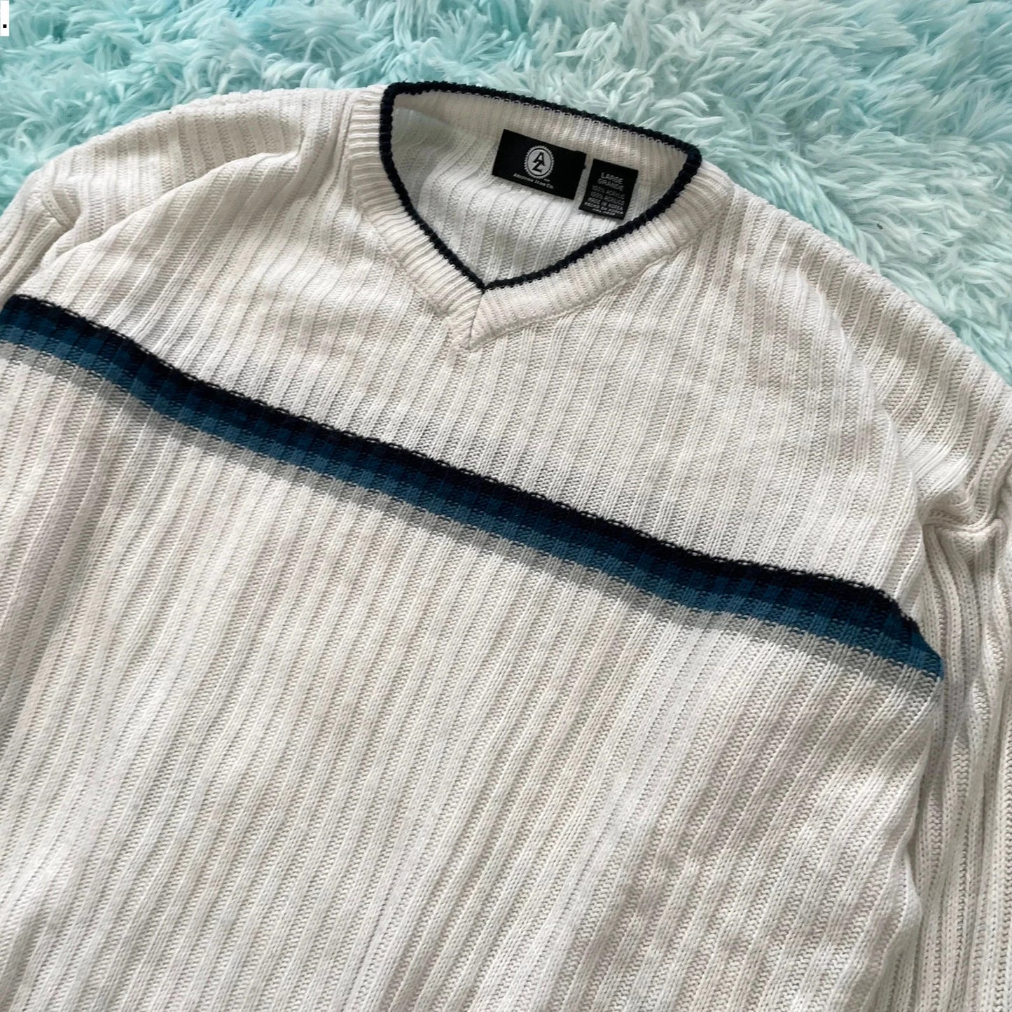 Vintage 90s White Knitted Jumper - Large
