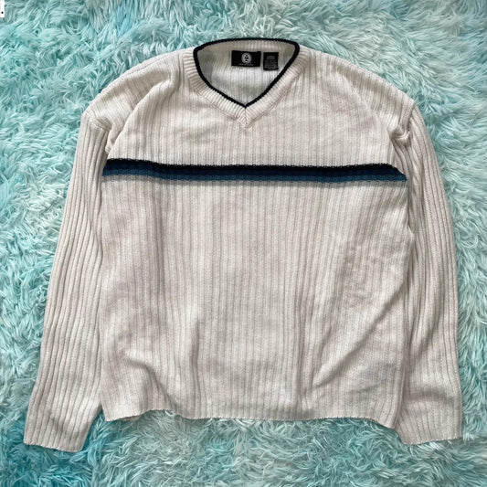 Vintage 90s White Knitted Jumper - Large