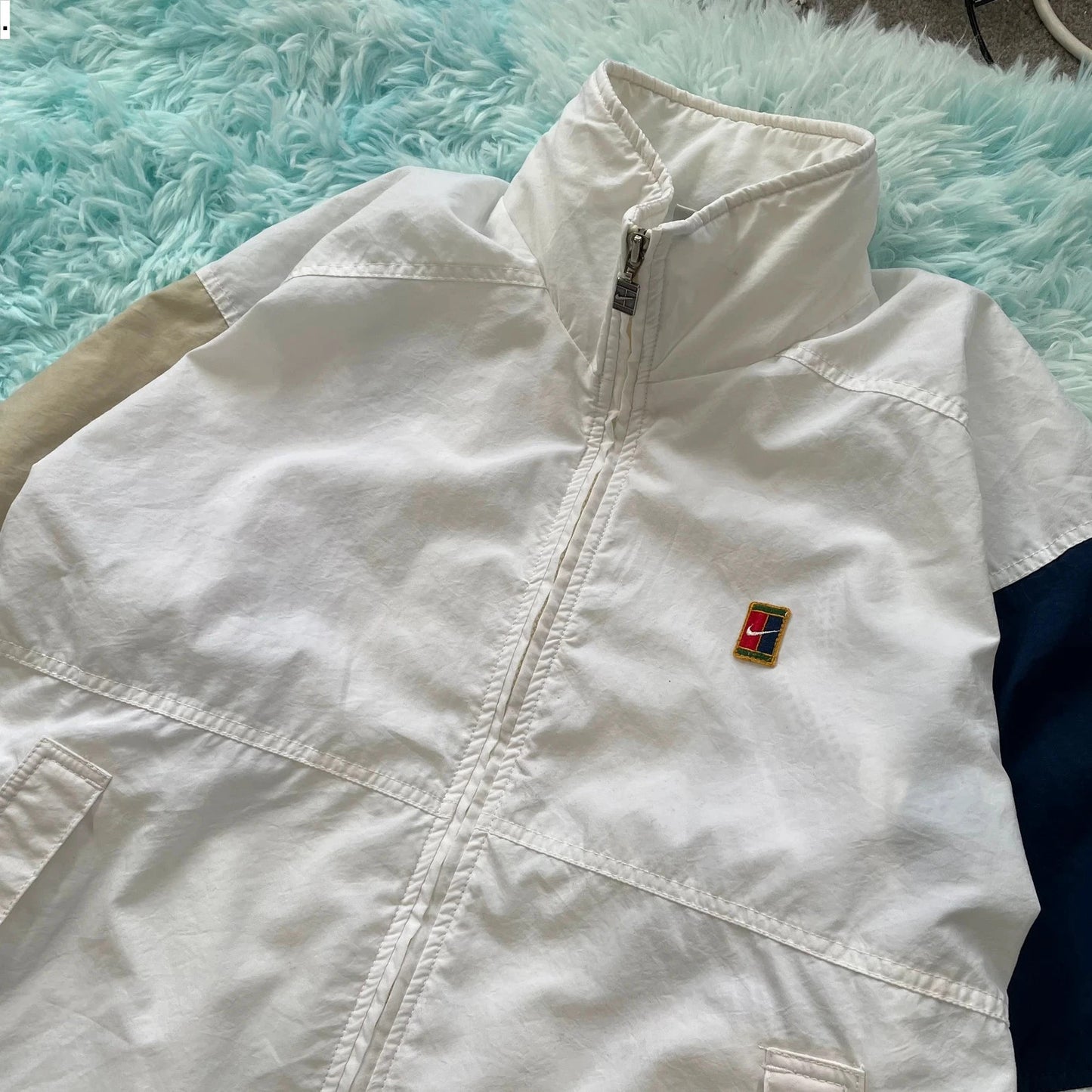 Vintage 90s White Nike Court Track Jacket - XL