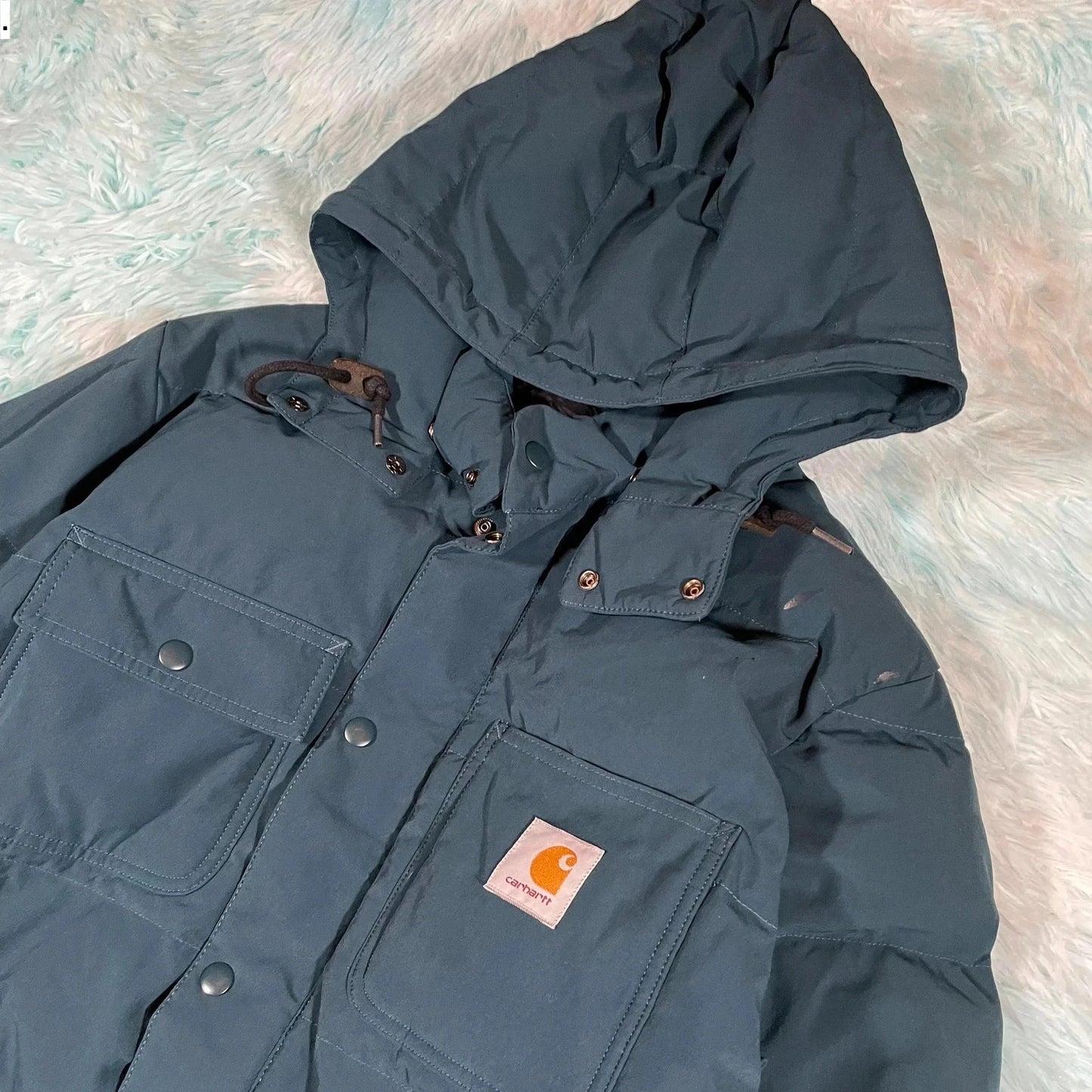 Ocean Blue Carhartt Puffer Jacket Alpine Coat - Medium