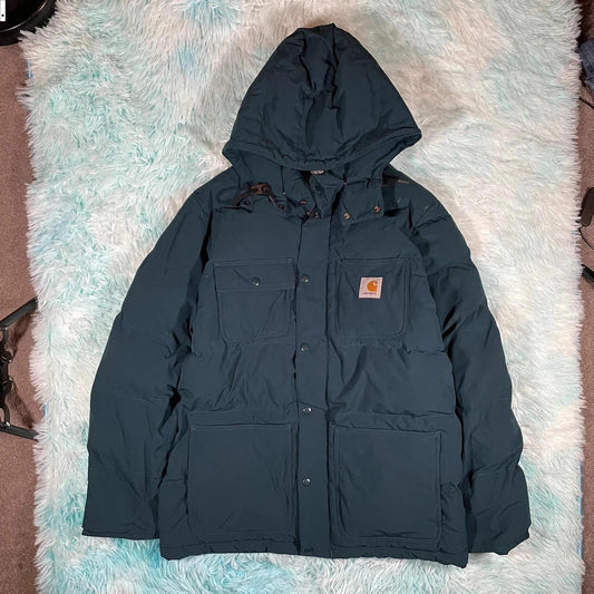 Ocean Blue Carhartt Puffer Jacket Alpine Coat - Medium