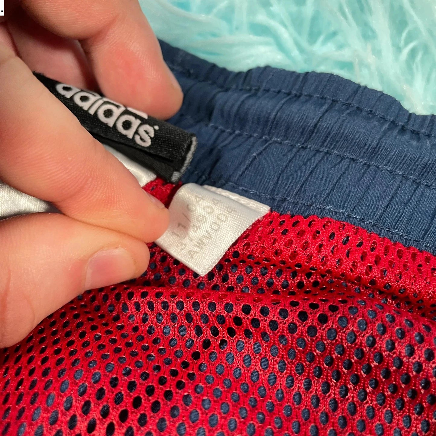 Vintage 00s Navy & Red Adidas Tracksuit Bottoms - Medium