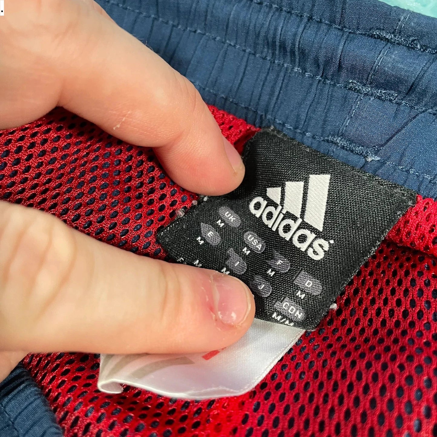 Vintage 00s Navy & Red Adidas Tracksuit Bottoms - Medium