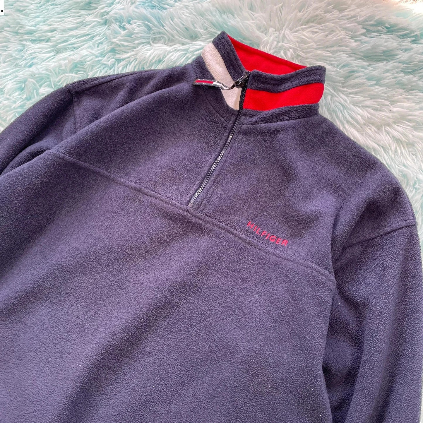 Vintage Navy Tommy Hilfiger 1/4 Zip Fleece - Medium